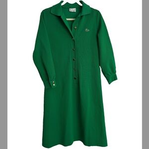 VINTAGE 1960s LACOSTE David Crystal Kelly Green Polo Dress Size 8/10 RARE